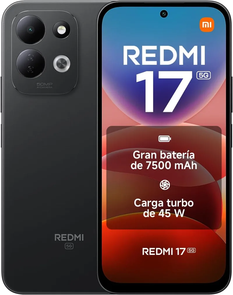 XIAOMI ▫️ REDMI 17 5G, smartphone de 4+128 GB, preto, bateria de 7500 mAh, carregamento de 45 W