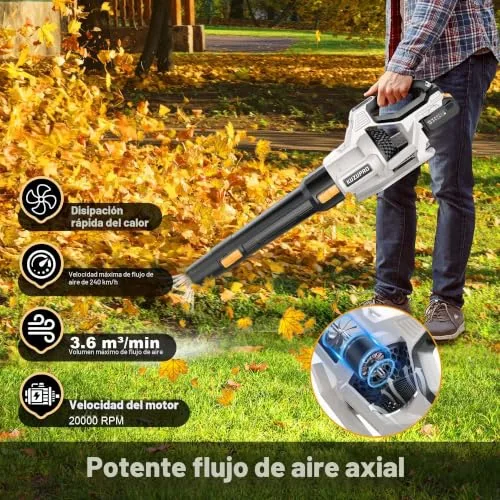 KUZUPRO ▫️ Soprador de folhas a bateria 21 V, 2 baterias de 4,0 Ah 2