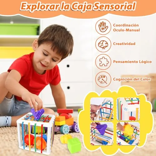IEEILULU ▫️ 6 em 1 Brinquedos Montessori para bebés, brinquedos para bebés dos 6 aos 12 meses, blocos de construção empilháveis, caixa de lenços, brinquedos Montessori para crianças pequenas de 1, 2 e 3 anos, presente 3