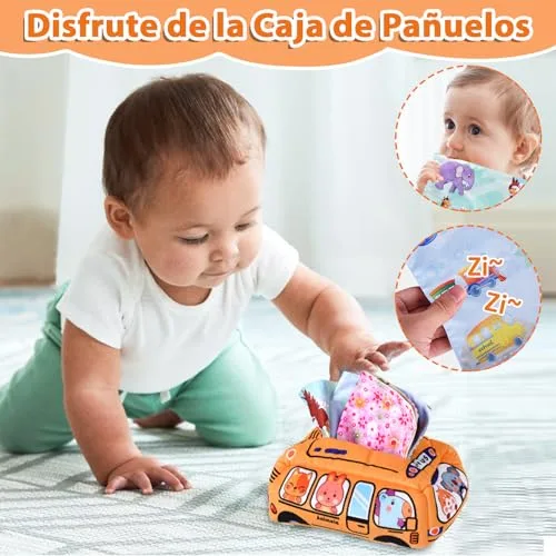 IEEILULU ▫️ 6 em 1 Brinquedos Montessori para bebés, brinquedos para bebés dos 6 aos 12 meses, blocos de construção empilháveis, caixa de lenços, brinquedos Montessori para crianças pequenas de 1, 2 e 3 anos, presente 4