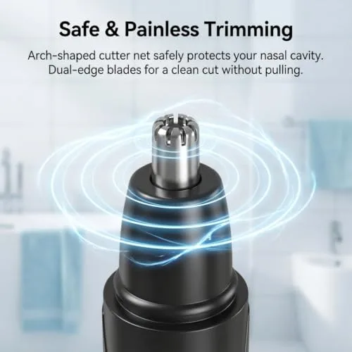 XAVURO ▫️ Aparador elétrico para o nariz e as orelhas para homem, aparador para o nariz recarregável por USB e indolor, aparador indolor com lâminas de aço inoxidável, aparador à prova de água IPX7, fácil de limpar 2