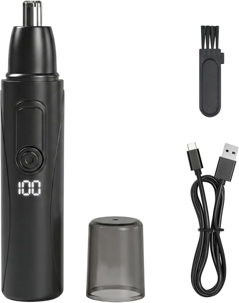 XAVURO ▫️ Aparador elétrico para o nariz e as orelhas para homem, aparador para o nariz recarregável por USB e indolor, aparador indolor com lâminas de aço inoxidável, aparador à prova de água IPX7, fácil de limpar