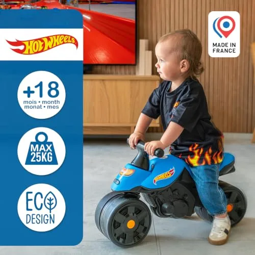 Falk ▫️ Hot Wheels Moto Draisienne para meninos, rodas largas, a partir dos 12 meses 4
