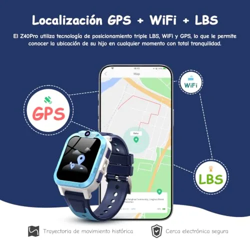 IOWODO ▫️ Relógio inteligente para crianças com videochamada, relógio inteligente 4G para crianças com videochamada e GPS, SOS, chat de voz, modo escola, bateria de 850 mAh,podómetro, despertador, IP68, jogos, presente ideal para crianças dos 4 aos 12 anos 2