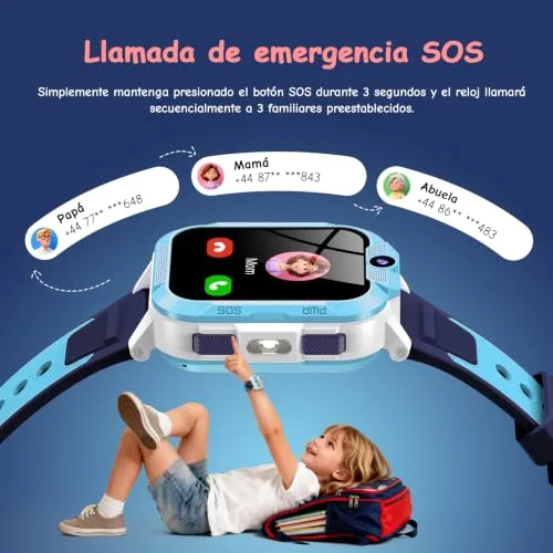 IOWODO ▫️ Relógio inteligente para crianças com videochamada, relógio inteligente 4G para crianças com videochamada e GPS, SOS, chat de voz, modo escola, bateria de 850 mAh,podómetro, despertador, IP68, jogos, presente ideal para crianças dos 4 aos 12 anos 4