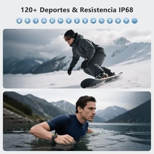 IOWODO ▫️ Relógio inteligente para homem com chamadas, lanterna e bússola, bateria de 960 mAh, ecrã de 1,45" Relógio inteligente militar para homem com 123 modos desportivos, monitor de frequência cardíaca 24 horas/SpO2/sono, contador de passos, IP68, 2 braceletes (iOS/Android) 7