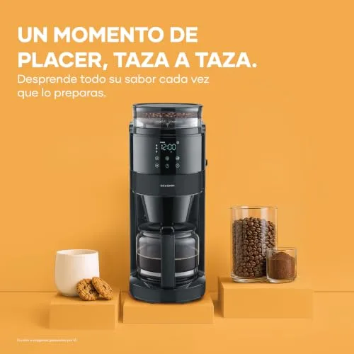 Severin ▫️ Máquina de café por gotejamento com moedor integrado. 900 W, jarro de vidro, capacidade de 1,25 l, até 10 chávenas, sistema anti-gotejamento, temporizador, preto, 9216 5