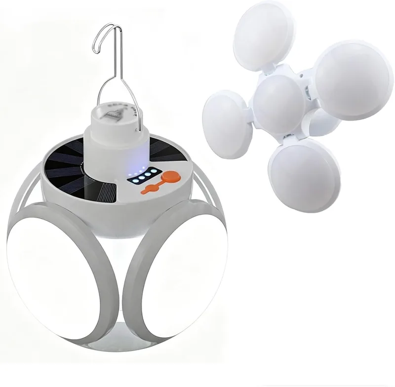 Wenbones ▫️ Lâmpada solar para acampamento, 5 LEDs, dobrável, com design de bola de futebol
