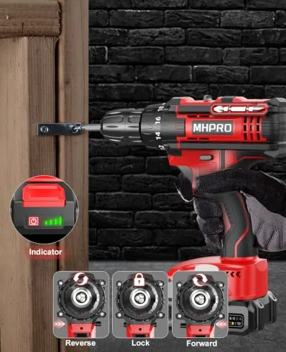 MHPRO ▫️ Berbequim-aparafusadora a bateria de 21 V, 42 Nm, 2 baterias de 2,0 Ah 2