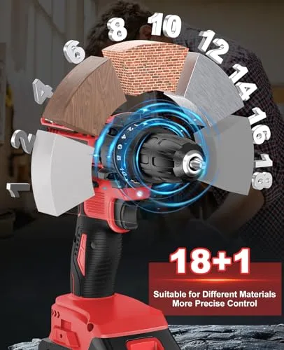 MHPRO ▫️ Berbequim-aparafusadora a bateria de 21 V, 42 Nm, 2 baterias de 2,0 Ah 6