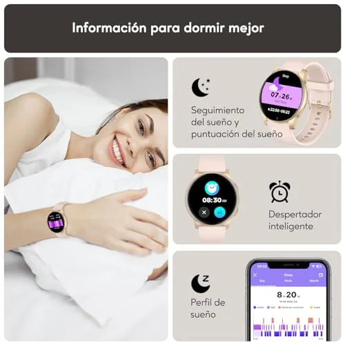AcclaFit ▫️ Relógio Inteligente para Homem e Mulher com Chamadas Bluetooth, Smartwatch com Mostrador Redondo de 1,38" com Mais de 147 Modos Desportivos, Pulsómetro, Resistente à Água (IP68), Compatível com Android e iOS 4
