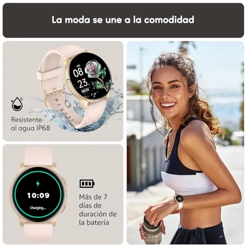 AcclaFit ▫️ Relógio Inteligente para Homem e Mulher com Chamadas Bluetooth, Smartwatch com Mostrador Redondo de 1,38" com Mais de 147 Modos Desportivos, Pulsómetro, Resistente à Água (IP68), Compatível com Android e iOS 6