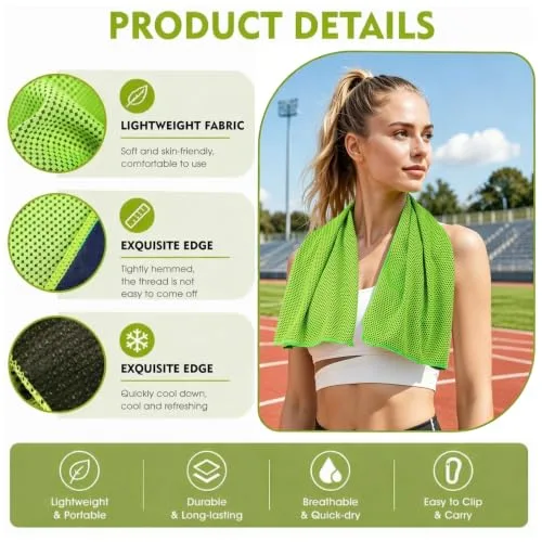 Probuk ▫️ Toalha Refrescante, 4 Unidades, Toalha de Microfibra de Secagem Rápida com Efeito Frio Instantâneo, Toalha Desportiva para Ginásio, Corrida, Ioga, Praia e Caminhadas, 30 x 90 cm com Bolsa de Silicone Portátil 3