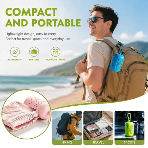 Probuk ▫️ Toalha Refrescante, 4 Unidades, Toalha de Microfibra de Secagem Rápida com Efeito Frio Instantâneo, Toalha Desportiva para Ginásio, Corrida, Ioga, Praia e Caminhadas, 30 x 90 cm com Bolsa de Silicone Portátil 6