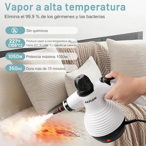 AKPIAN ▫️ Limpador a vapor para uso doméstico, 3 minutos de aquecimento, bloqueio de segurança 2