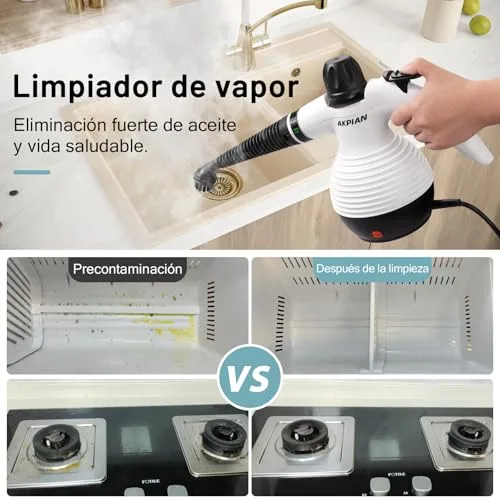 AKPIAN ▫️ Limpador a vapor para uso doméstico, 3 minutos de aquecimento, bloqueio de segurança 4