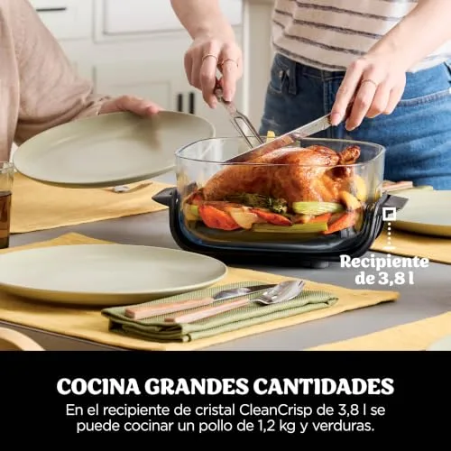 Ninja ▫️ CRISPi Fritadeira de ar portátil 4 em 1, 3,8 L / 2,3 L / 1,4 L: Fritar com ar, Assar, Manter a temperatura, Dourar. Compacta, 6 porções, 3 recipientes de vidro com tampas, 1700 W, Verde FN103EUGN 6