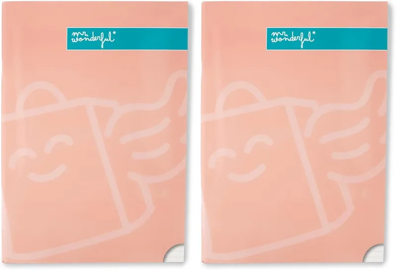 Mr. Wonderful ▫️ Caderno A4 Rosa - Folhas pautadas - 48 páginas - Encadernação agrafada (Conjunto de 2)