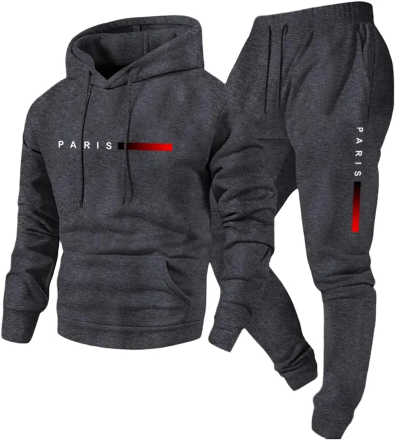 TOFOTL ▫️ Fatos de treino para homem Moda polar de inverno Camisola com capuz Conjuntos desportivos para homem Ginásio Felpado Corrida