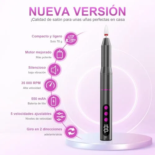 POFIBO ▫️ Máquina profissional para unhas, 35 000 RPM, USB, conjunto de manicure 12 em 1 2