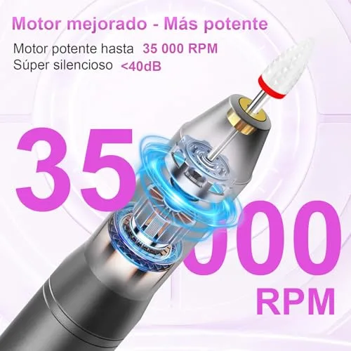 POFIBO ▫️ Máquina profissional para unhas, 35 000 RPM, USB, conjunto de manicure 12 em 1 3