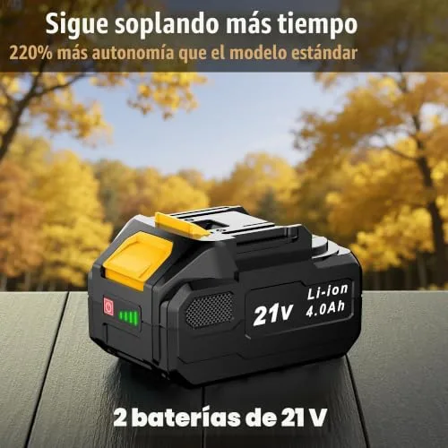 JYGMPRO ▫️ Soprador de folhas a bateria de 21 V, com 2 baterias de 4,0 Ah 3