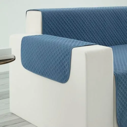 Todocama ▫️ Capa para Sofá Chaise Long Reta 200 cm, Proteção Acolchoada em Piqué, Anti-ácaros, Fácil de Limpar, (Azul Acinzentado) 3
