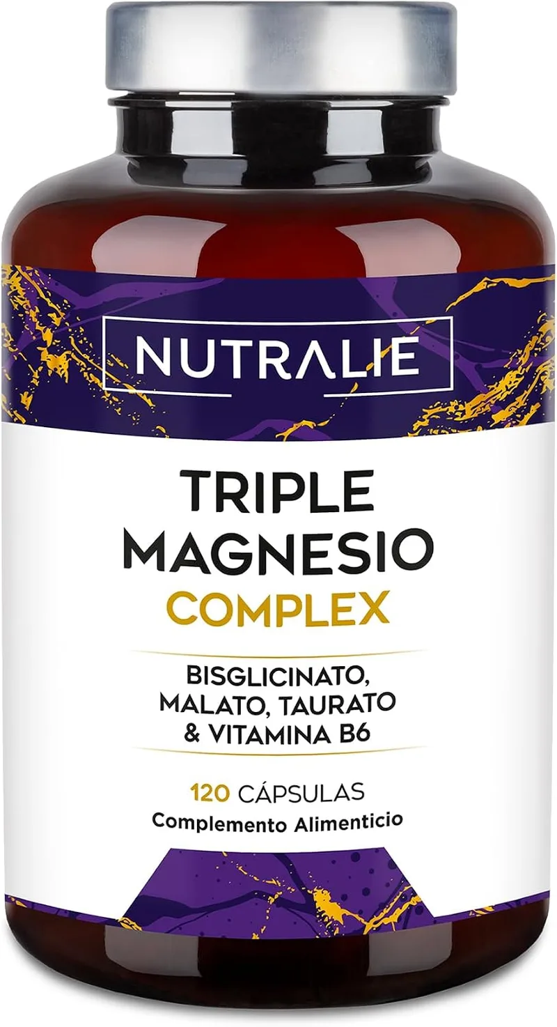 NUTRALIE ▫️ Complexo Triplo de Magnésio com Bisglicinato + Malato + Taurato | Energia, Cansaço, Fadiga e Sistema Nervoso, com Vitamina B6, 120 Cápsulas