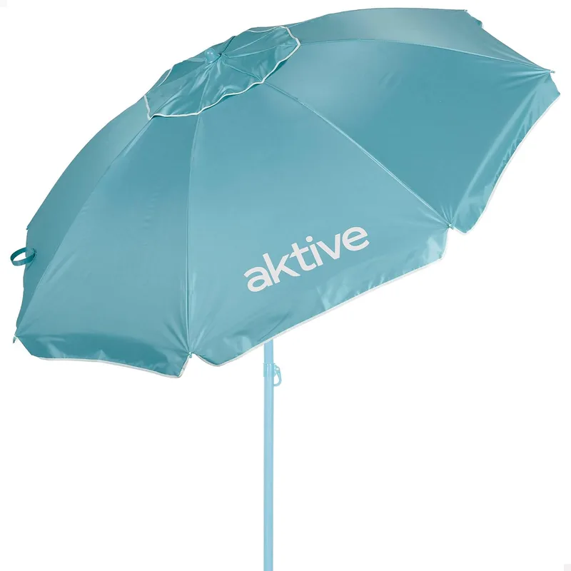AKTIVE ▫️ Guarda-sol de praia inclinável D220 cm, Azul, para exterior (62485)