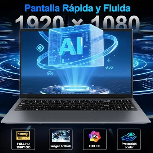 bvate ▫️ 2026 Portátil de 15,6 polegadas com Celeron N5095, Windows 11 Pro, 8 GB de RAM, SSD de 256 GB | Expansão até 1 TB, 5G, Wi-Fi, FHD, Bluetooth 4.2, 2,9 GHz, HDMI, USB 3.0, portátil com rato sem fios e teclado de membrana em espanhol - cinzento 4