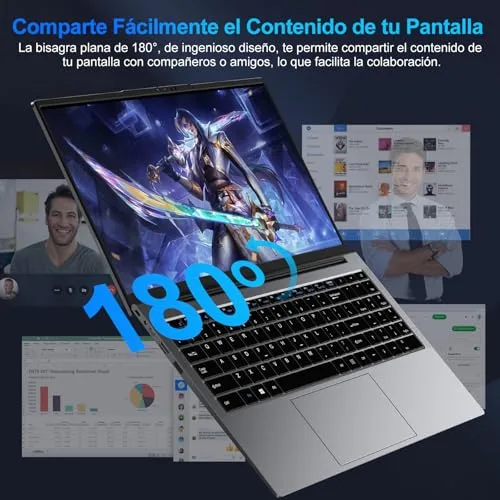 bvate ▫️ 2026 Portátil de 15,6 polegadas com Celeron N5095, Windows 11 Pro, 8 GB de RAM, SSD de 256 GB | Expansão até 1 TB, 5G, Wi-Fi, FHD, Bluetooth 4.2, 2,9 GHz, HDMI, USB 3.0, portátil com rato sem fios e teclado de membrana em espanhol - cinzento 6