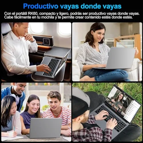 bvate ▫️ 2026 Portátil de 15,6 polegadas com Celeron N5095, Windows 11 Pro, 8 GB de RAM, SSD de 256 GB | Expansão até 1 TB, 5G, Wi-Fi, FHD, Bluetooth 4.2, 2,9 GHz, HDMI, USB 3.0, portátil com rato sem fios e teclado de membrana em espanhol - cinzento 7