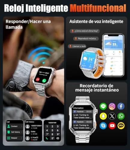 LIGE ▫️ Relógio inteligente para homem com ecrã HD grande de 2,01" e 2 braceletes, chamadas Bluetooth, monitorização da frequência cardíaca 24 horas por dia, mais de 120 modos desportivos, IP68, compatível com Android e iOS, EF2-M 3