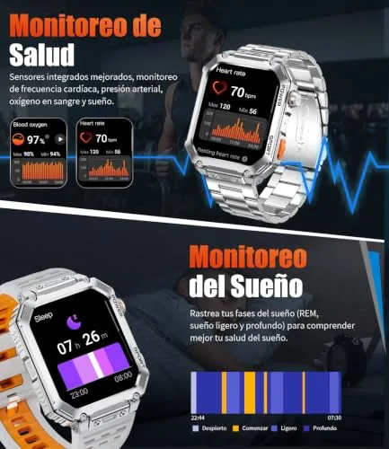 LIGE ▫️ Relógio inteligente para homem com ecrã HD grande de 2,01" e 2 braceletes, chamadas Bluetooth, monitorização da frequência cardíaca 24 horas por dia, mais de 120 modos desportivos, IP68, compatível com Android e iOS, EF2-M 5