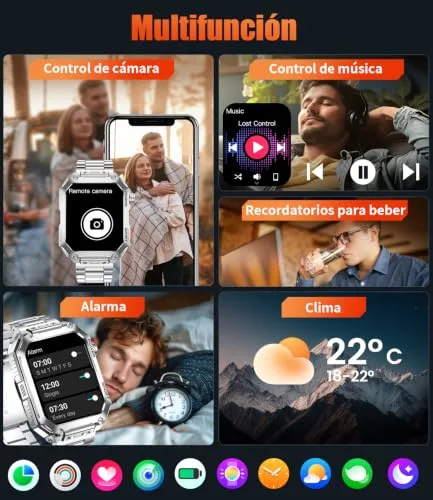 LIGE ▫️ Relógio inteligente para homem com ecrã HD grande de 2,01" e 2 braceletes, chamadas Bluetooth, monitorização da frequência cardíaca 24 horas por dia, mais de 120 modos desportivos, IP68, compatível com Android e iOS, EF2-M 6