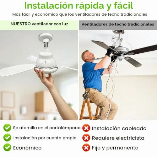 joyshie ▫️ Ventilador de teto E27 LED, instalação fácil, design compacto 2