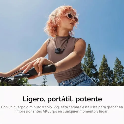 Insta360 ▫️ GO Ultra Preto — Pequena câmara para vlogs em 4K, mãos livres, câmara POV, sensor de 1/1,28", peso de 53 g, campo de visão de 156°, bateria com autonomia de 200 min, câmara de ação portátil para desporto (recondicionada) 3