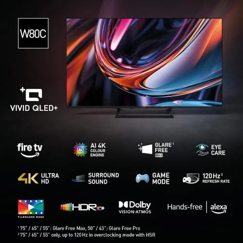 Panasonic ▫️ TV-43W80C, 4K UHD Vivid QLED+, Glare Free Pro, Fire TV, Smart TV 3
