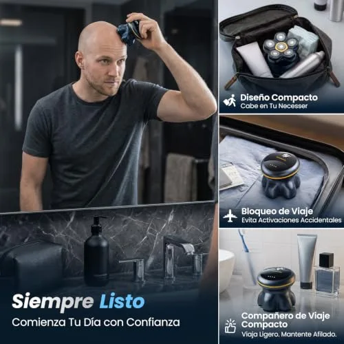 MAXGROOM ▫️ 6D Máquina de barbear para a cabeça masculina, Máquina de barbear para a cabeça, Cinza 3
