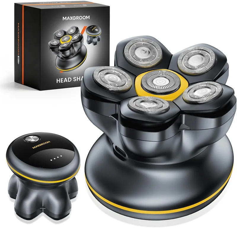 MAXGROOM ▫️ 6D Máquina de barbear para a cabeça masculina, Máquina de barbear para a cabeça, Cinza