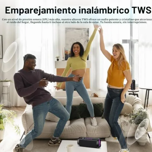 coioc ▫️ Altifalante Bluetooth portátil de 25 W, altifalantes de graves duplos, 25 horas de reprodução 4