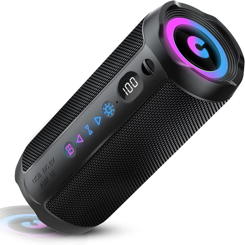 coioc ▫️ Altifalante Bluetooth portátil de 25 W, altifalantes de graves duplos, 25 horas de reprodução