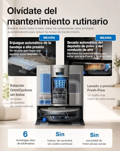 ECOVACS ▫️ Kit de manutenção X12S OMNICYCLONE para robô aspirador e esfregador, 27 000 Pa 5