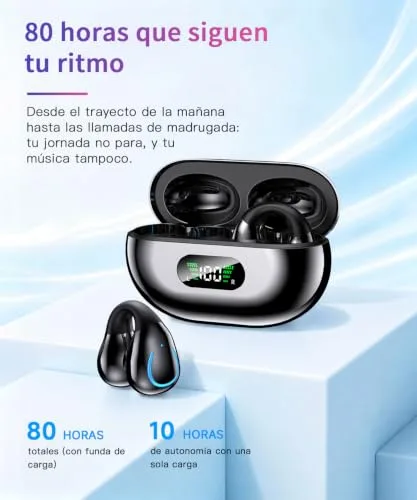 Paekole ▫️ Auscultadores desportivos Bluetooth de ouvido aberto, com clipe para a orelha, 80 horas, ENC, IPX7 7