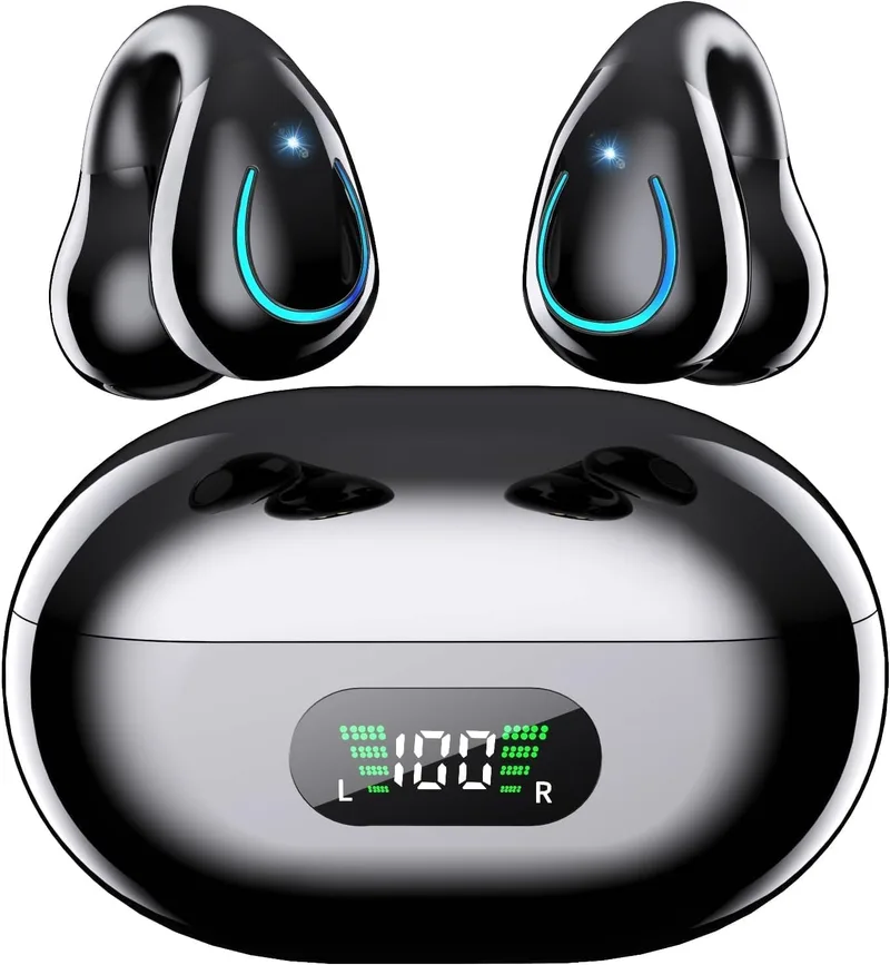 Paekole ▫️ Auscultadores desportivos Bluetooth de ouvido aberto, com clipe para a orelha, 80 horas, ENC, IPX7