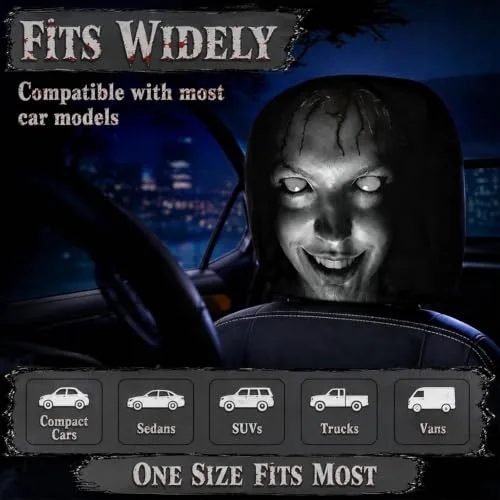 Vibbang ▫️ Conjunto de 4 capas para encostos de cabeça de carro Ghost Face 3