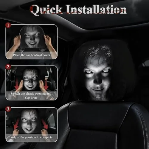 Vibbang ▫️ Conjunto de 4 capas para encostos de cabeça de carro Ghost Face 7