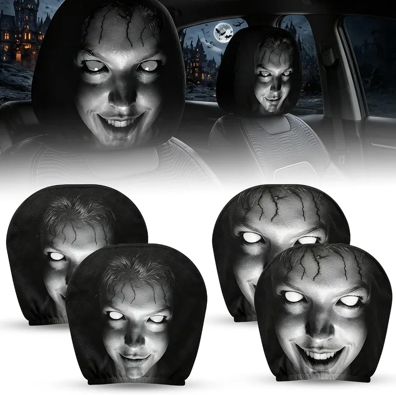 Vibbang ▫️ Conjunto de 4 capas para encostos de cabeça de carro Ghost Face