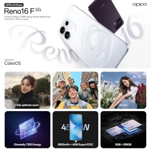 OPPO ▫️ Smartphone Reno16 FS 5G, 8 GB de RAM + 512 GB, Branco Pop 2