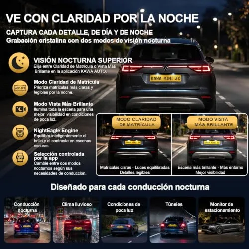 KAWA ▫️ Mini câmara de bordo 4K, controlo por voz, Wi-Fi, gravação em loop, carro 5